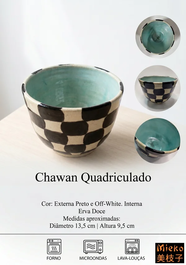 R$ 75 (PIX) R$ 85 (CARTÃO) - Chawan Quadriculado